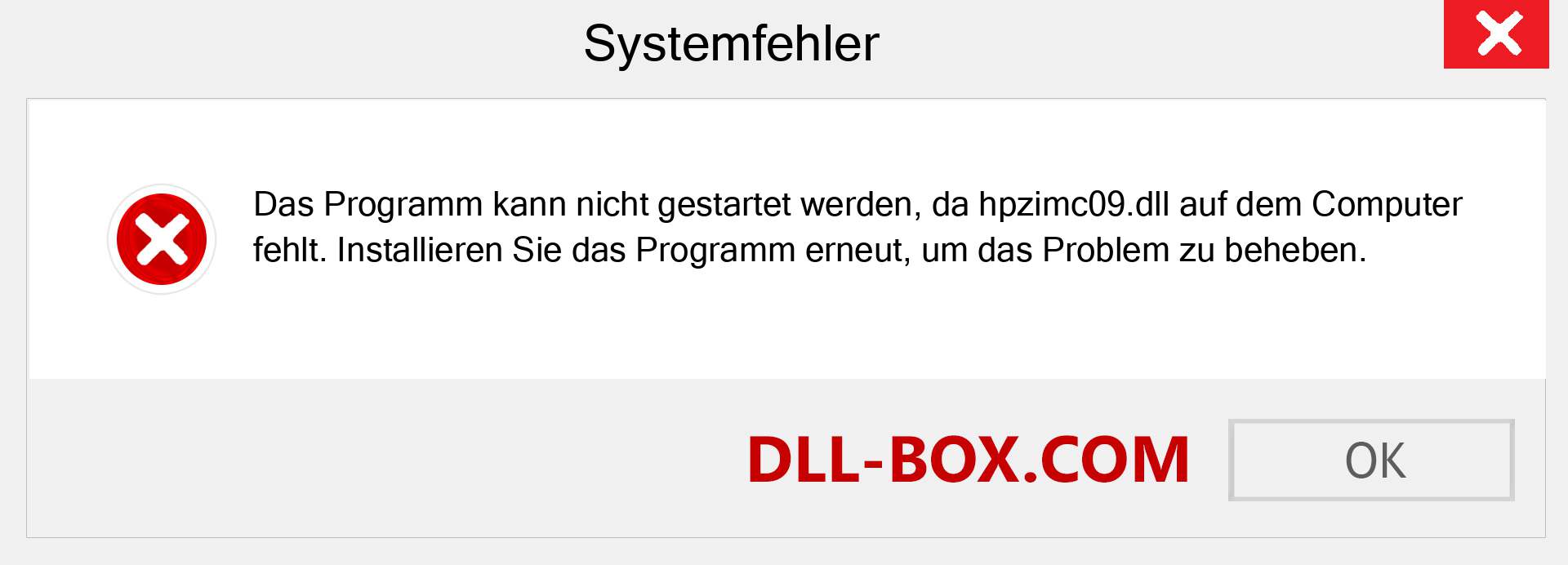 hpzimc09.dll-Datei fehlt?. Download für Windows 7, 8, 10 - Fix hpzimc09 dll Missing Error unter Windows, Fotos, Bildern