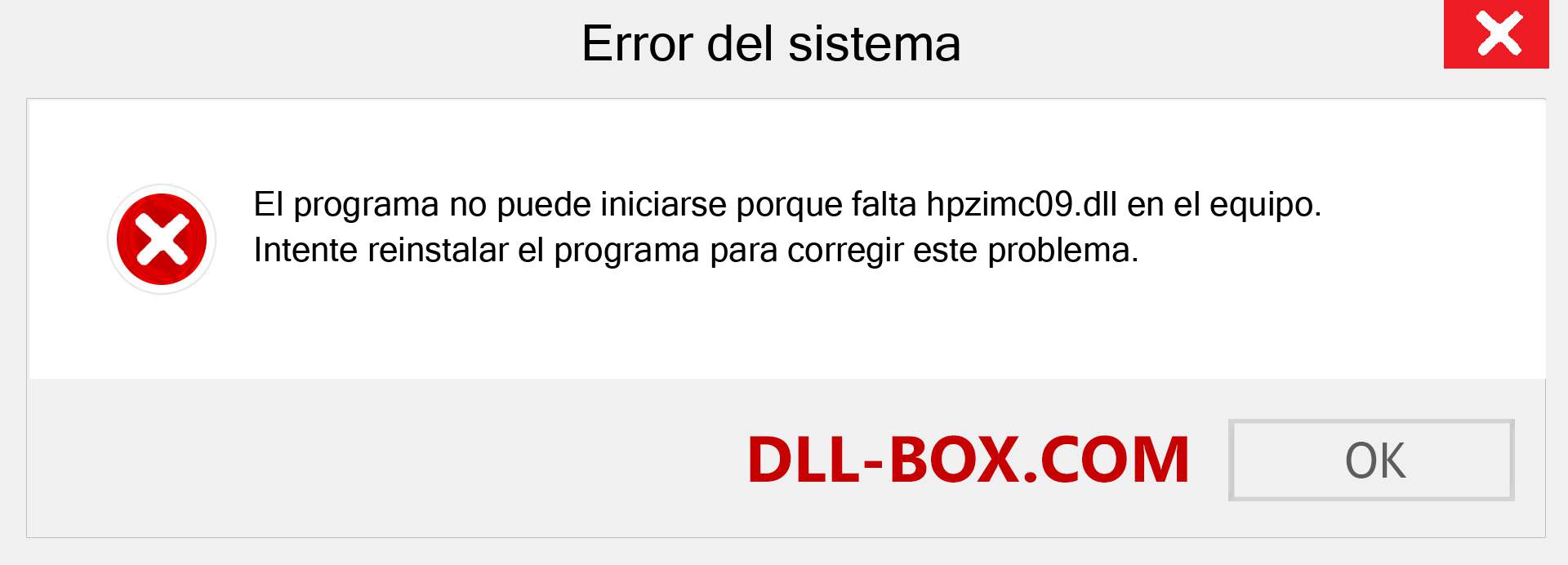 ¿Falta el archivo hpzimc09.dll ?. Descargar para Windows 7, 8, 10 - Corregir hpzimc09 dll Missing Error en Windows, fotos, imágenes